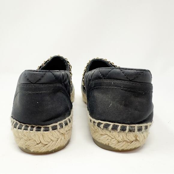 Chanel Lambskin CC Quilted Chain Black Espadrilles 38 - Picture 4 of 12